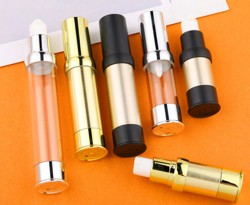 Κυλινδρικό 10ml 15ml 20ml 30ml PP πλαστικό μπουκάλι αντλίας χωρίς αέρα με αντλία λοσιόν Snap