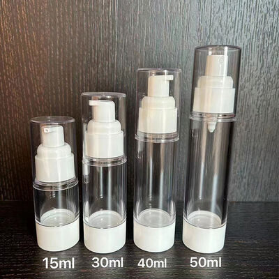 Κενό 15ml 30ml 40ml 50ml Στροφική αντλία κλειδαριού πλαστικής αντηλιακής αντλίας λοσιόν μπουκάλι Ασημένιο κάλυμμα για συσκευασία καλλυντικών