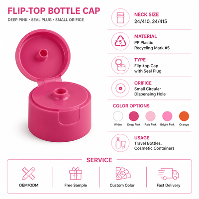 Νέο σχεδιασμό 24mm πλαστικό Flip Top Cap 24-410 καπάκια μπουκαλιών με ζελέ ντους